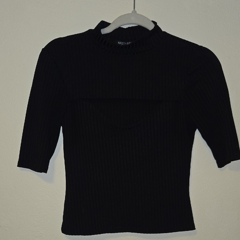 Nasty Gal Come Cut-Out On Top Black Size 4